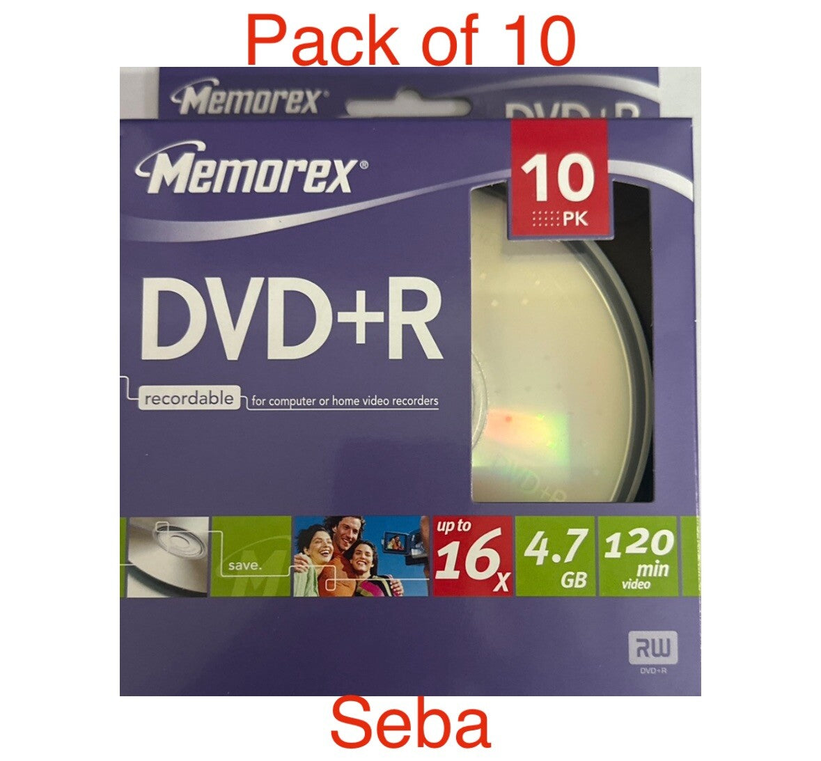 10 x Memorex DVD+R 4.7GB 120 Min 16x Speed Recordable Blank DVD Discs