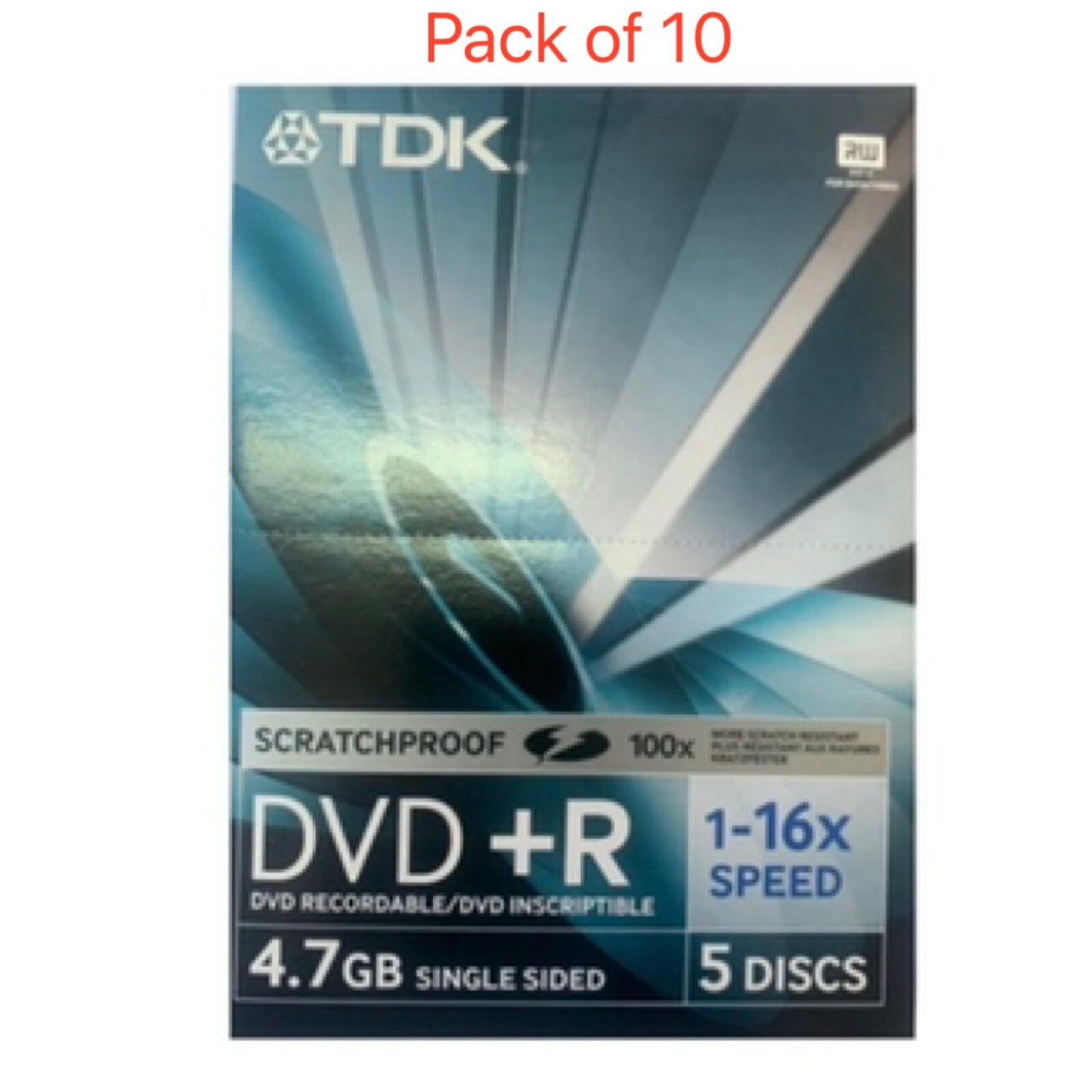 10 x TDK DVD+R 4.7GB 16x 120min Recordable DVD Discs Video Hard Case