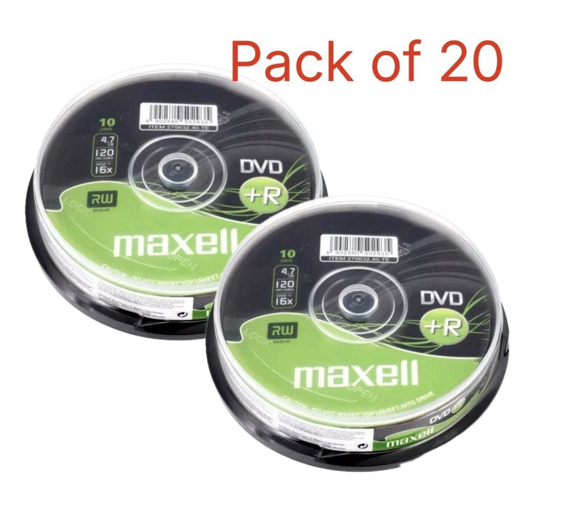 20 x Maxell DVD+R Recordable Blank Discs 16 x Speed 4.7GB 120MINS Spindle