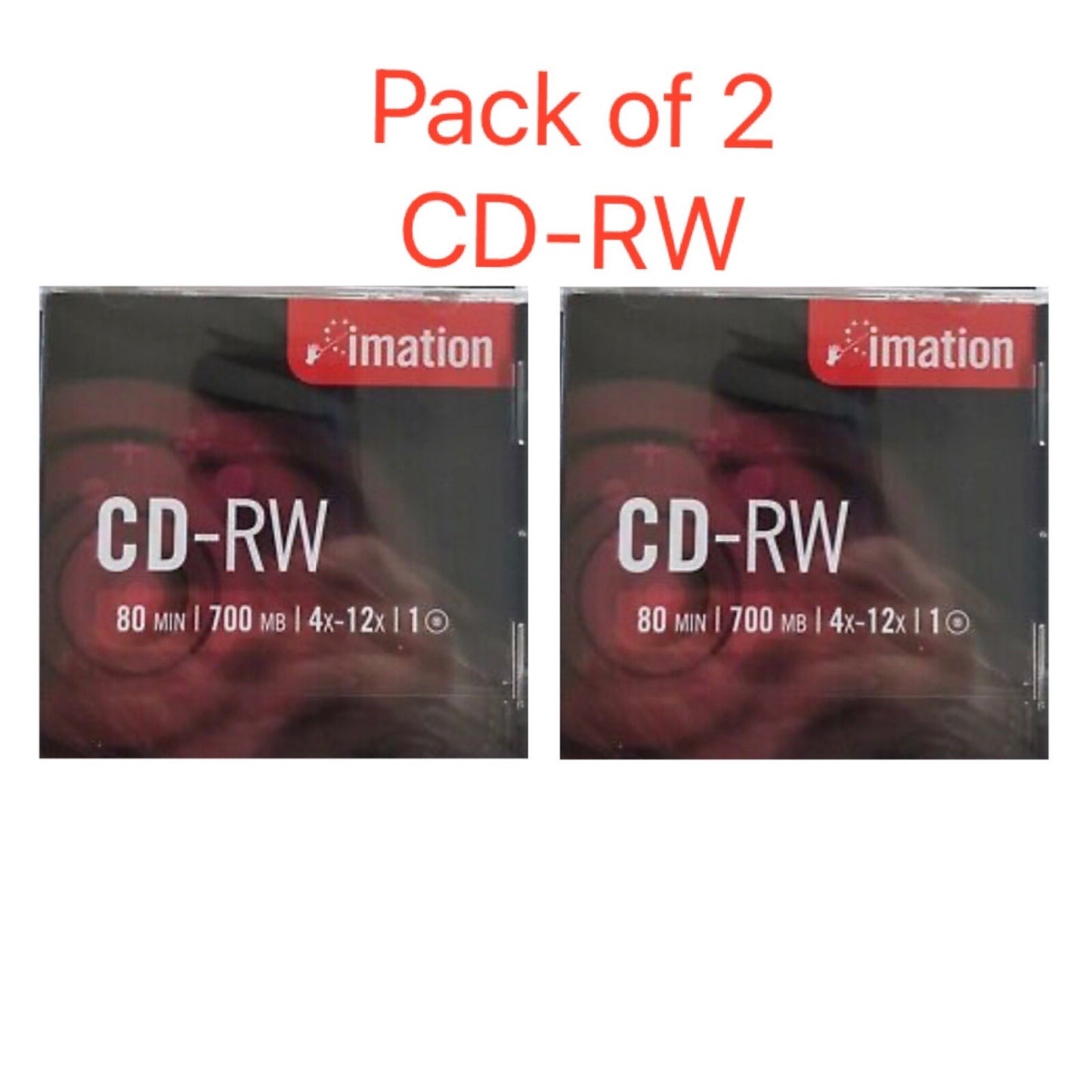 2 x Imation CD-RW 700mb 4x- 12x Speed Blank 80 Min CD Discs