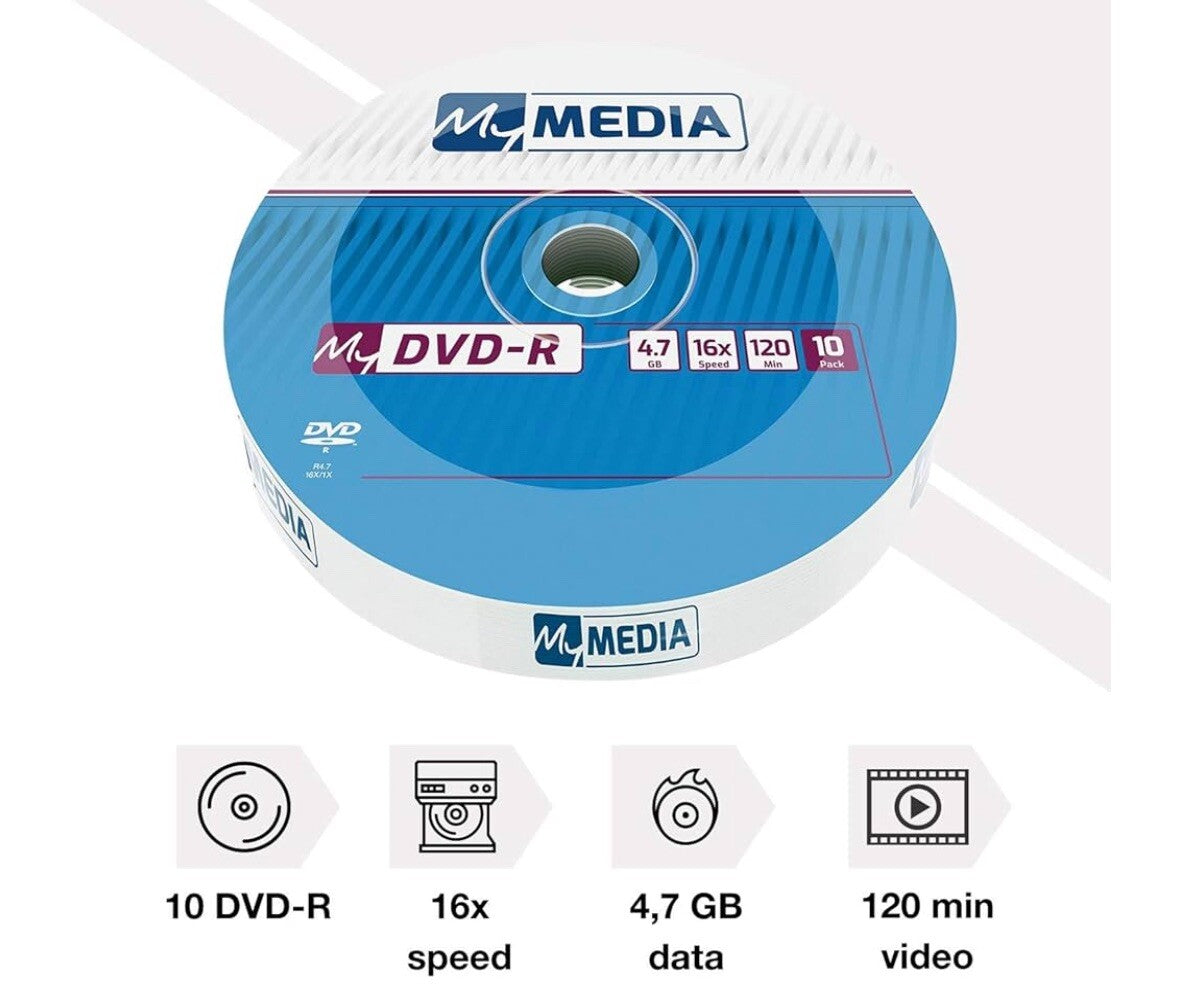 Verbatim My Media DVD-R 16 x Speed 4.7GB Discs Pack of 10
