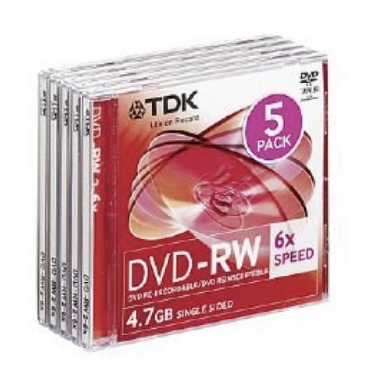20 x TDK Blank DVD-RW discs 2x - 6x 4.7GB 120 mins Rewritable Jewel Slim Case β image 2