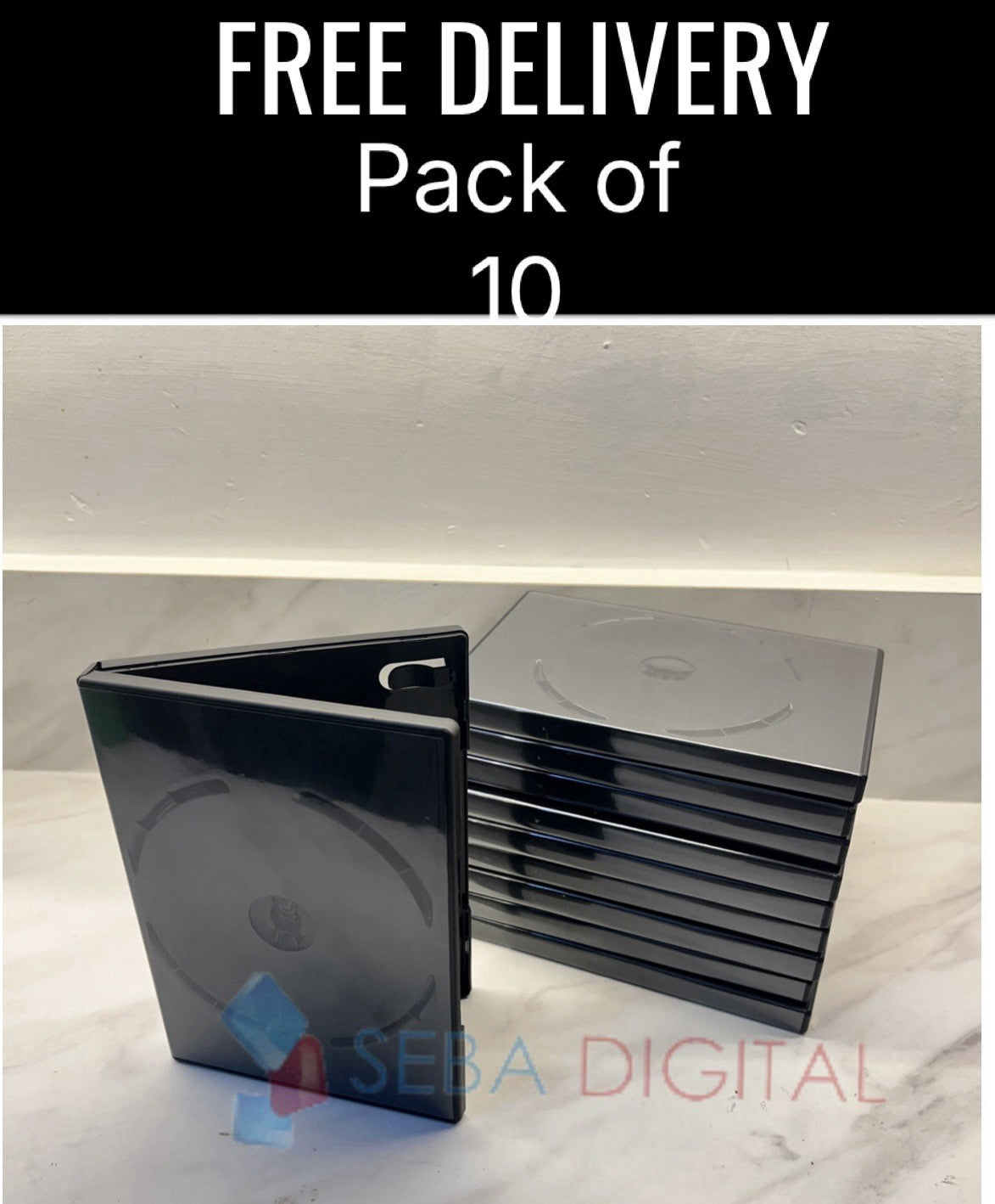 10 x Single Black DVD 14mm for Disc Spine New Empty Cases