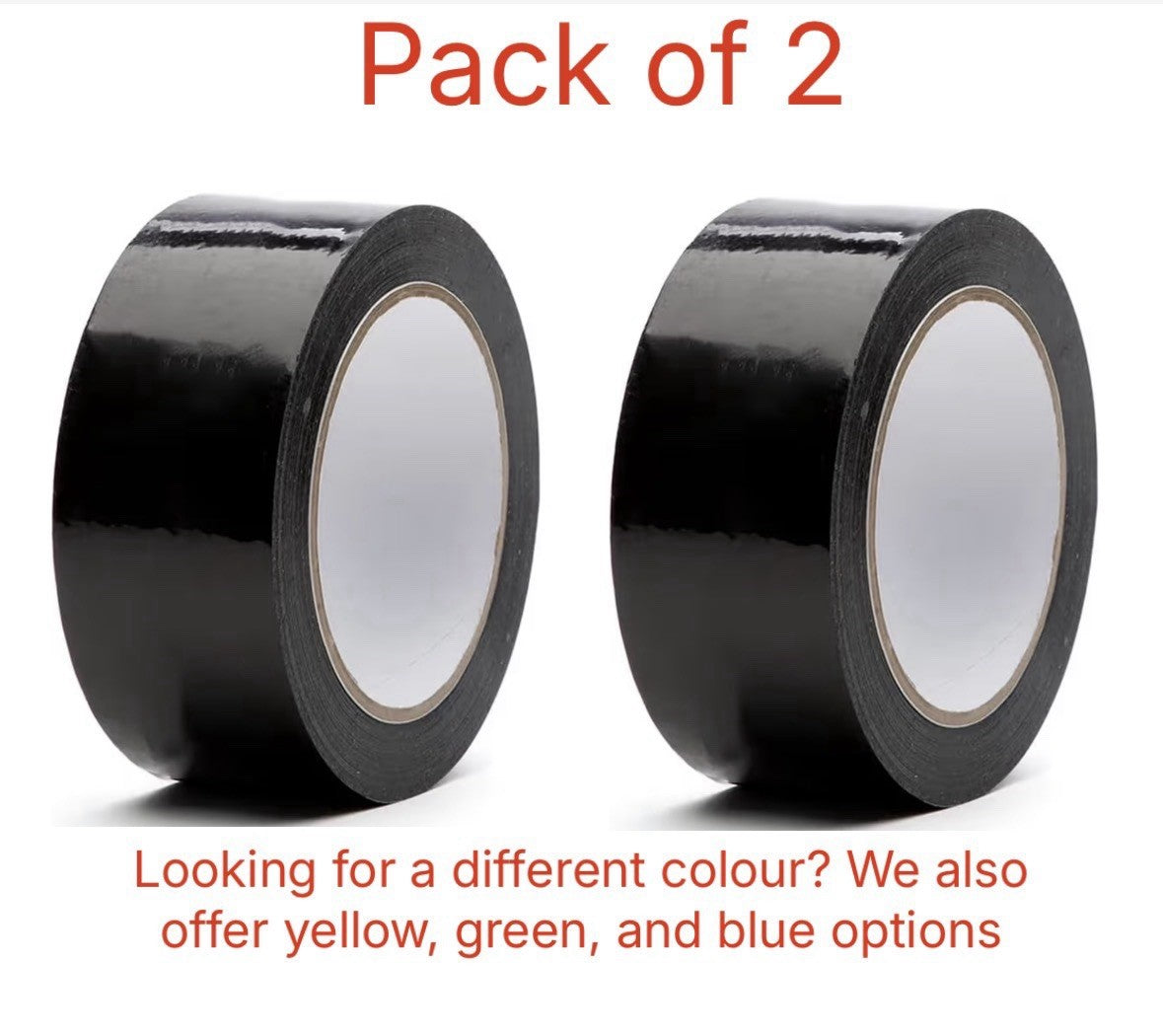 2 x Parcel Packaging Tape Colored Black Sealing for Packing Boxes 48 mm x 66 m