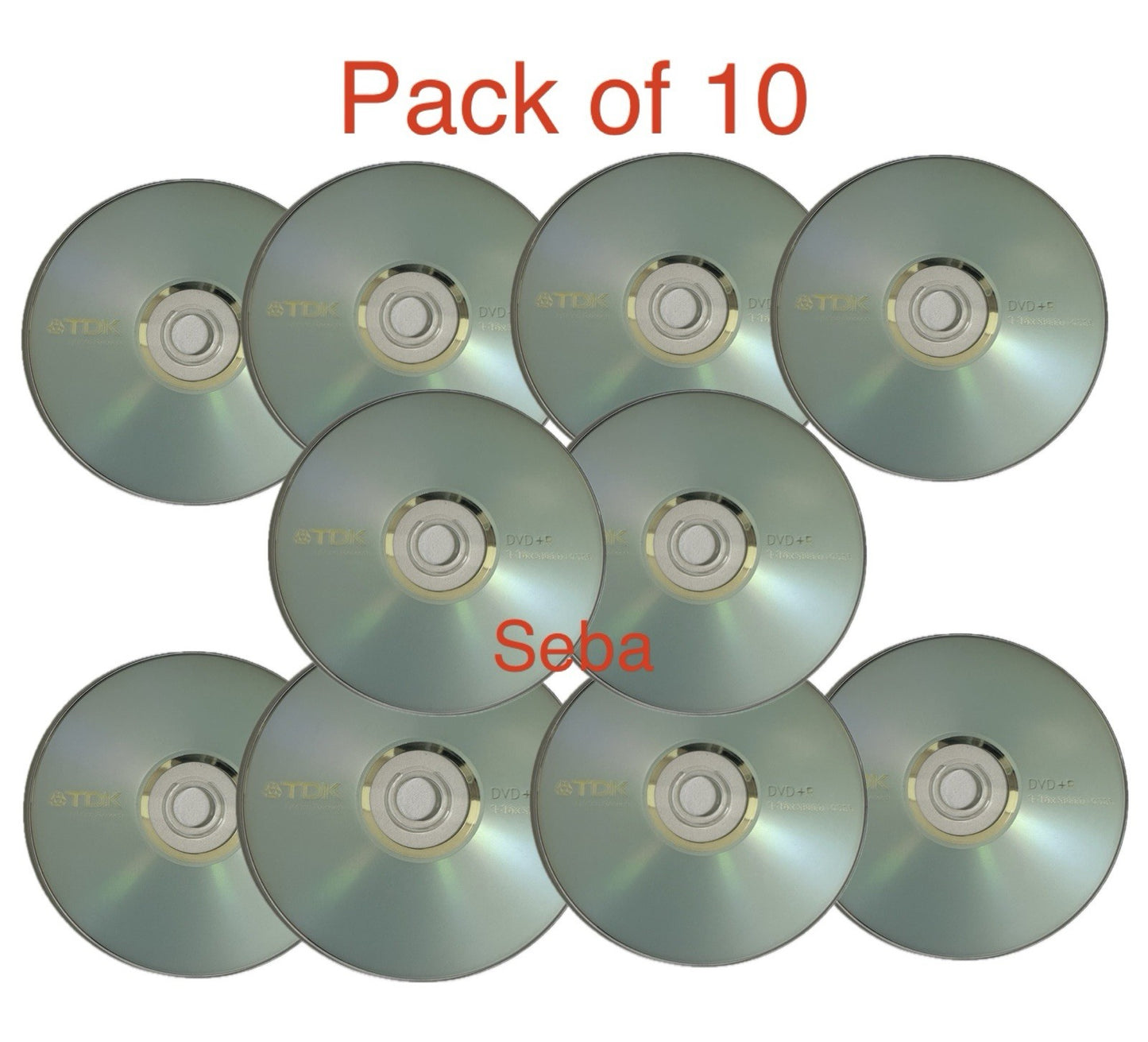 10 x TDK DVD+R Blank Media Discs 16x 4.7GB 120 Min Video Data with Sleeves