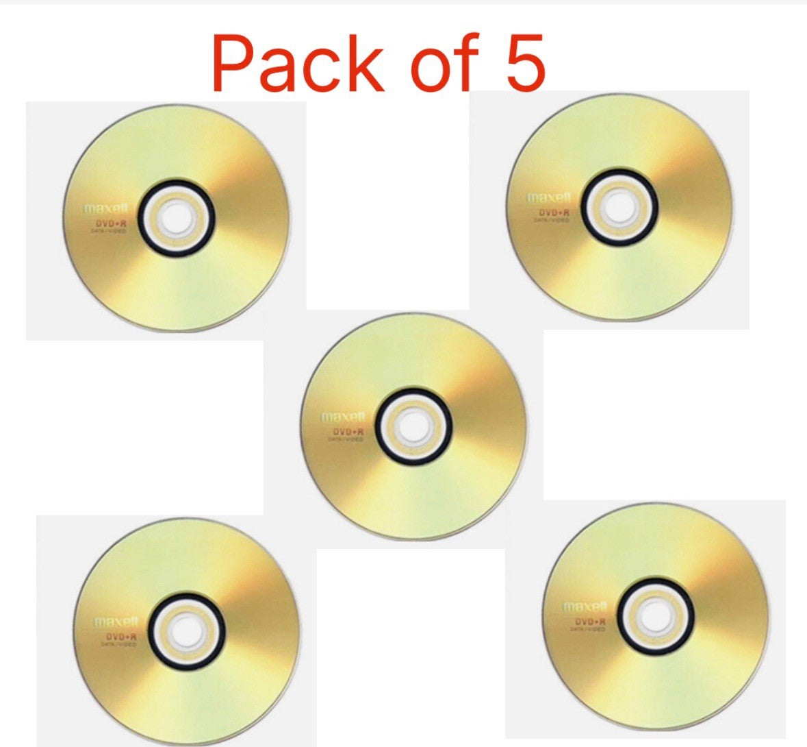 5 x Maxell DVD+R Blank DVD 16x 4.7GB 120mins Discs in Sleeves