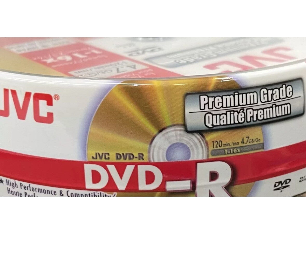 300 x JVC DVD-R 16x Speed 4.7GB 120 mins Premium Grade Blank Discs Spindle — image 2