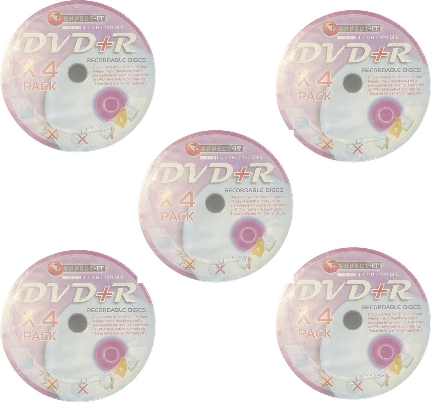 20 x Connect-It DVD+R Recordable Discs 4.7GB 120 min