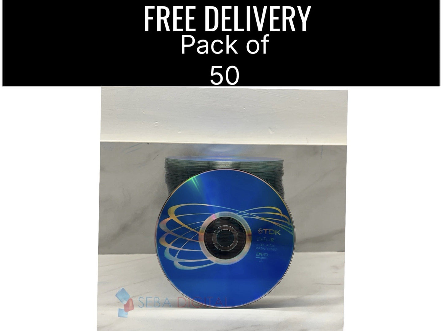 50 x TDK DVD-R 16x Speed 120Min 4.7GB Blank DVD Discs Spindle — image 2
