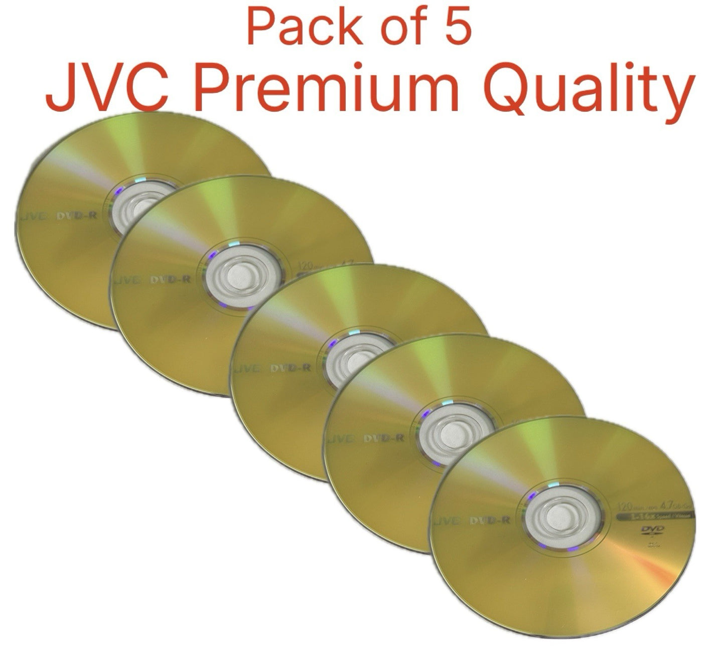 5 x JVC DVD-R PREMIUM Quality Blank Discs 4.7GB 120 mins x16 Speed with Sleeves