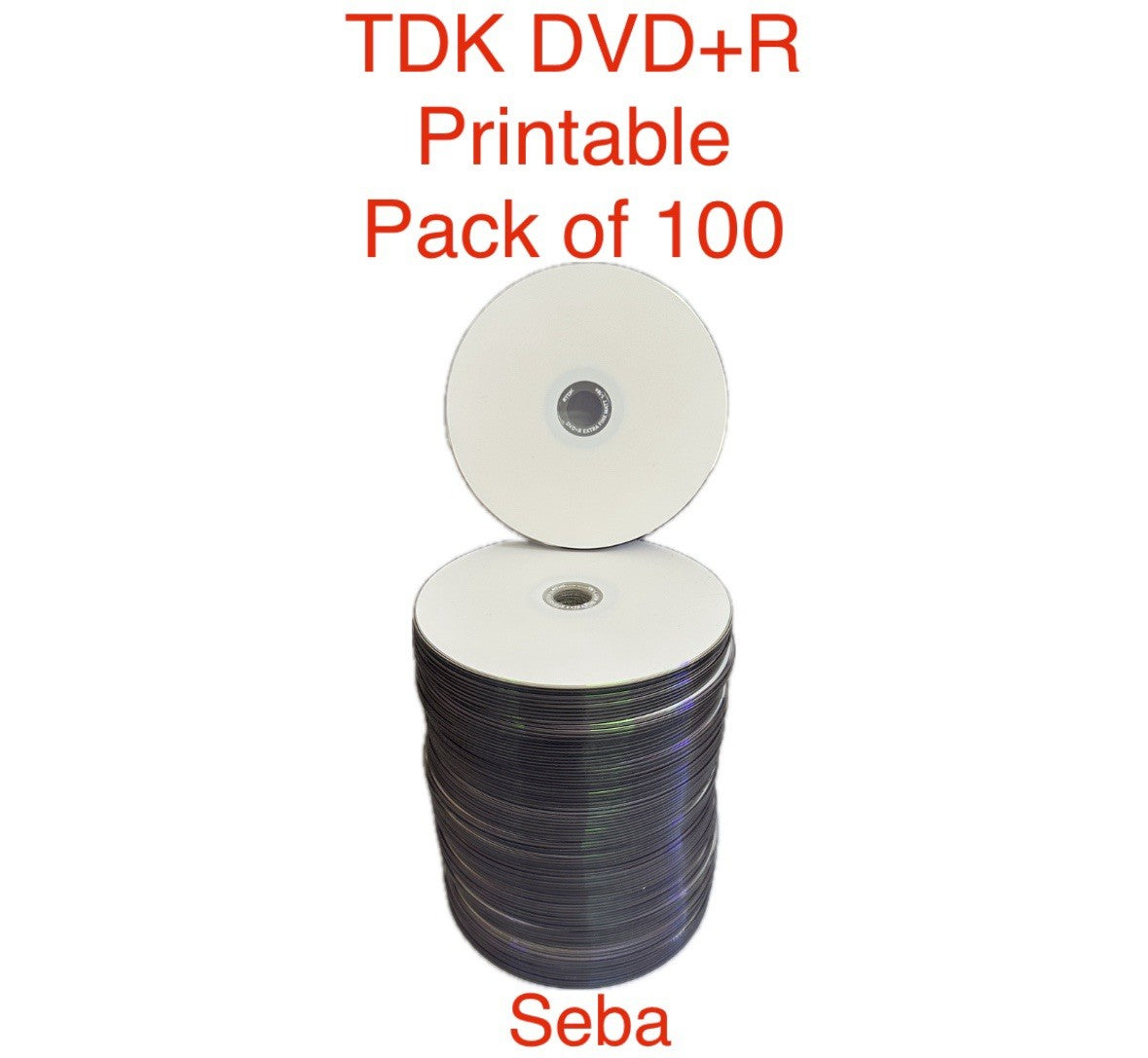 100 x TDK DVD+R 16x speed Full Surface White Inkjet Printable 4.7GB Blank DVD