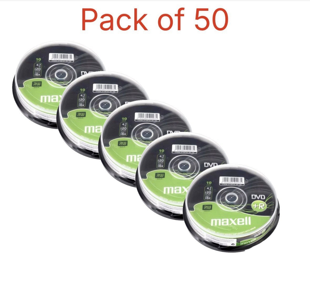 Maxell DVD+R Blank Recordable Discs 120 min 1-16x Speed 50 Discs Spindle