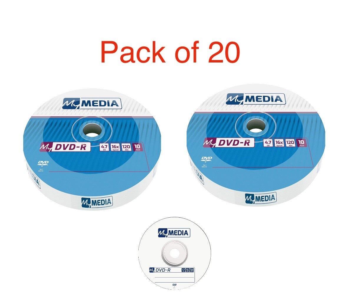 20 x Verbatim My Media DVD-R 16 x Speed 4.7GB Discs