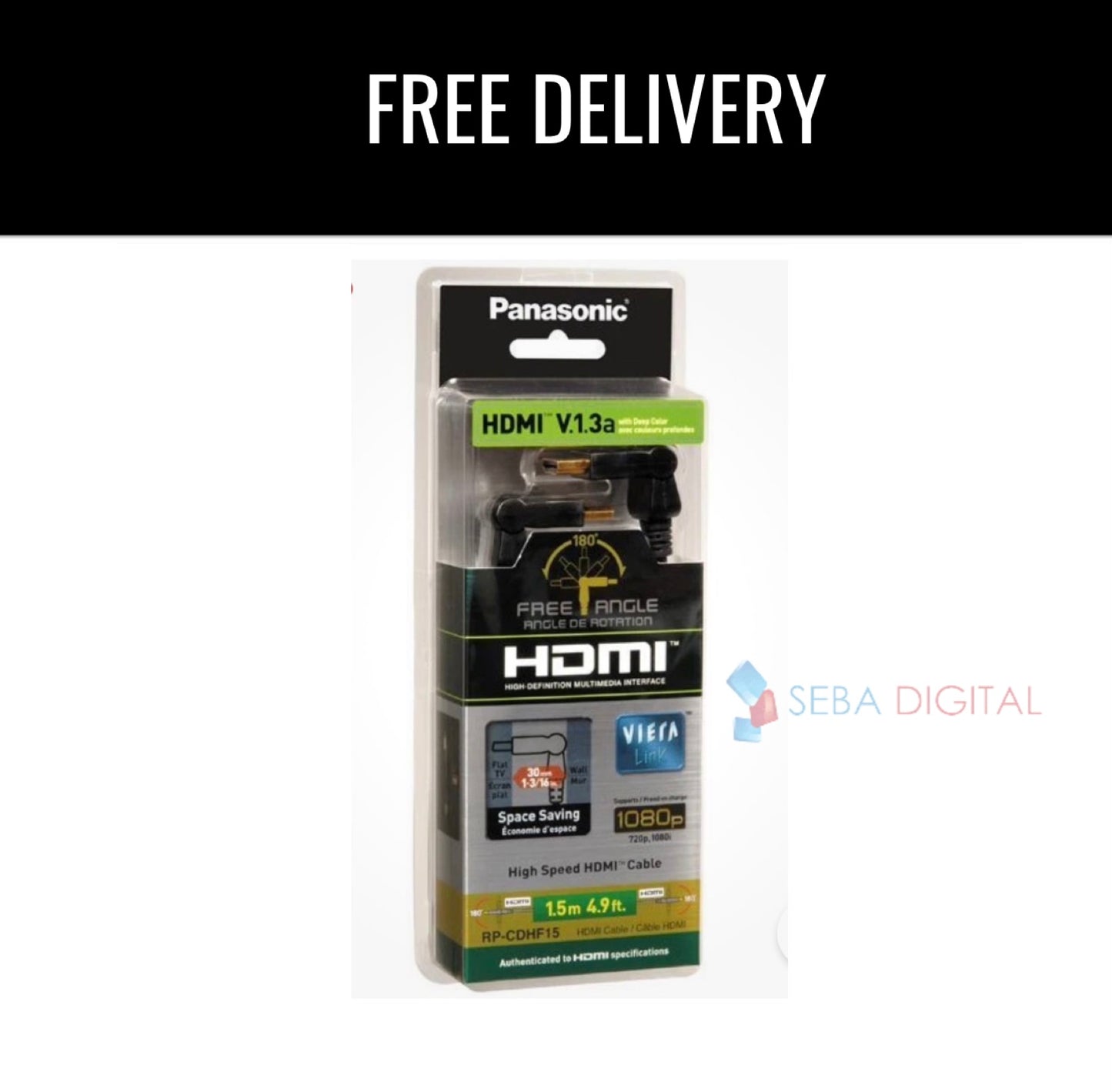 Panasonic (RP-CDHF15E-K) 1.5 m High Speed HDMI Cable