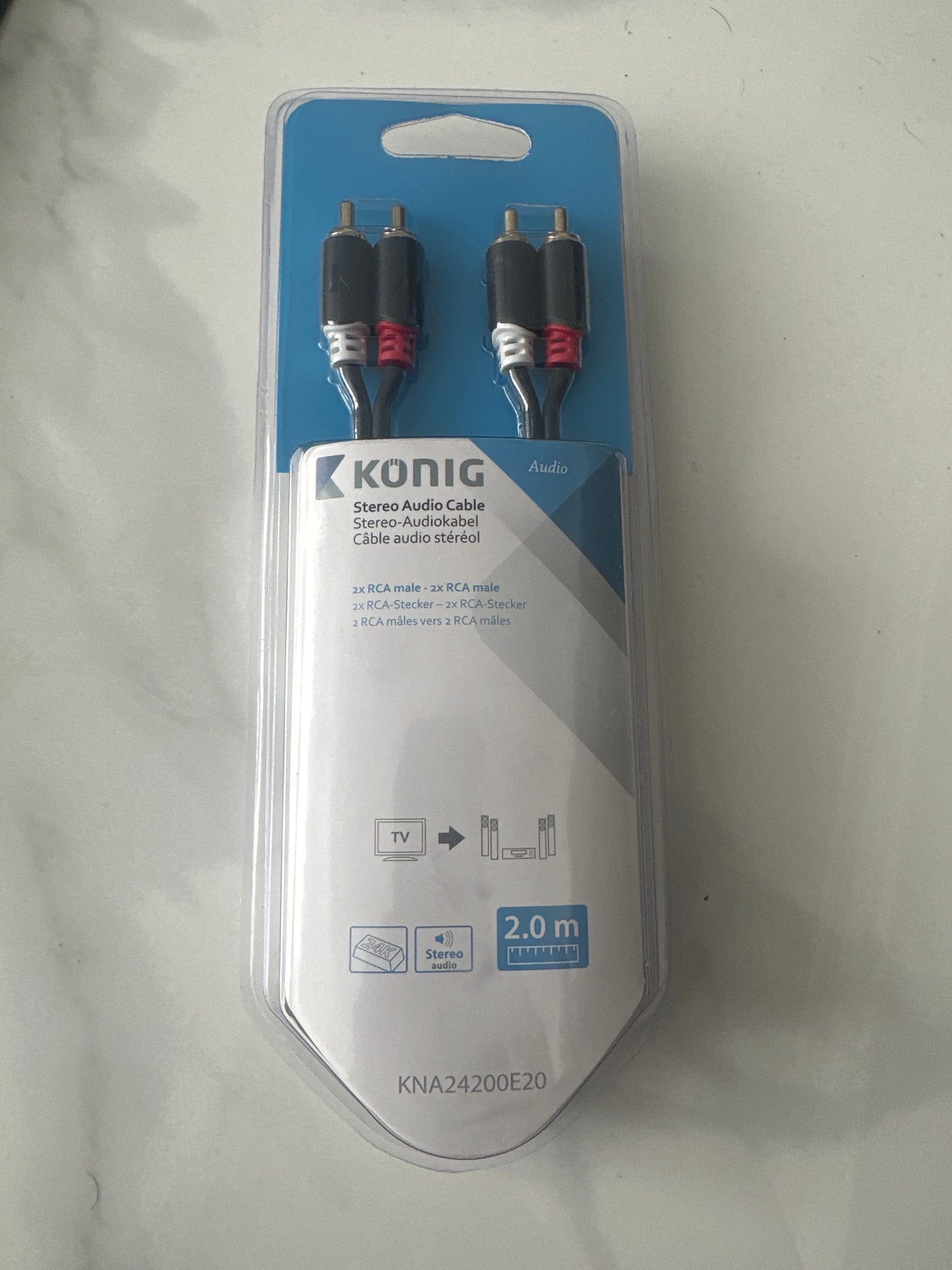 Konig Stereo Audio Cable RCA/Phono Male to Male – 2m