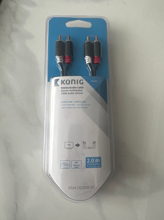 Konig Stereo Audio Cable RCA/Phono Male to Male – 2m