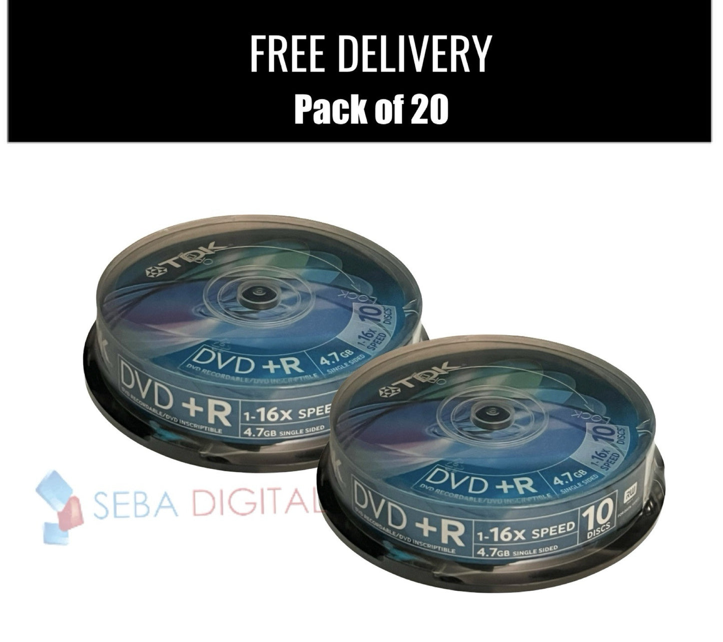 TDK DVD+R 4.7GB 1-16x Speed  Blank Dvd Disc (Pack Of 20 )