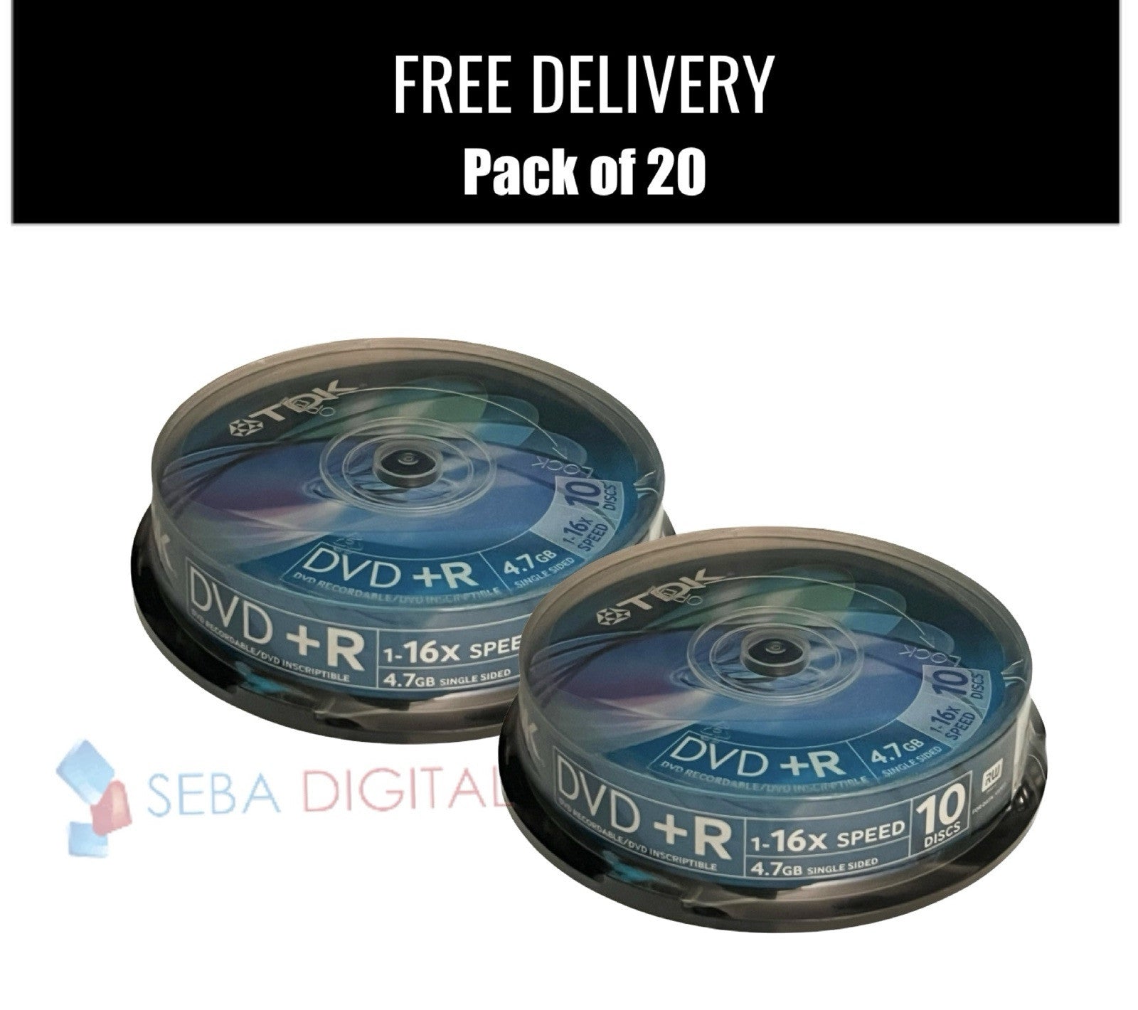 TDK DVD+R 4.7GB 1-16x Speed  Blank Dvd Disc (Pack Of 20 )