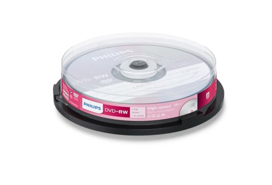 10 x Philips DVD+RW RE-WRITABLE  Blank DVD Discs x4 Speed 4.7GB Spindle