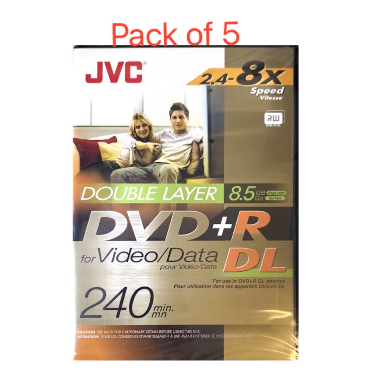 5x JVC DVD+R DL Dual Double Layer 8.5GB Disc 8x 240 mins In Video Hard  Case