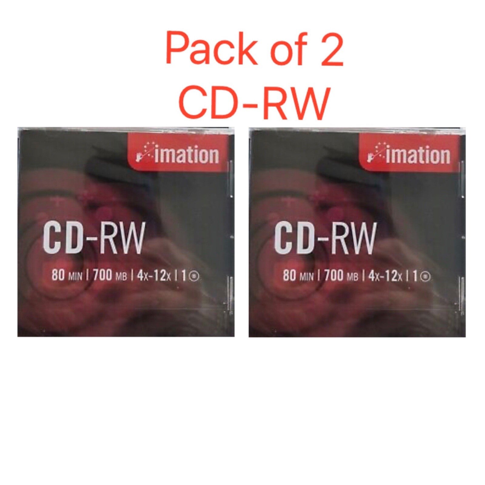 2 x Imation CD-RW 700mb 4x- 12x Speed Blank 80 Min CD Discs