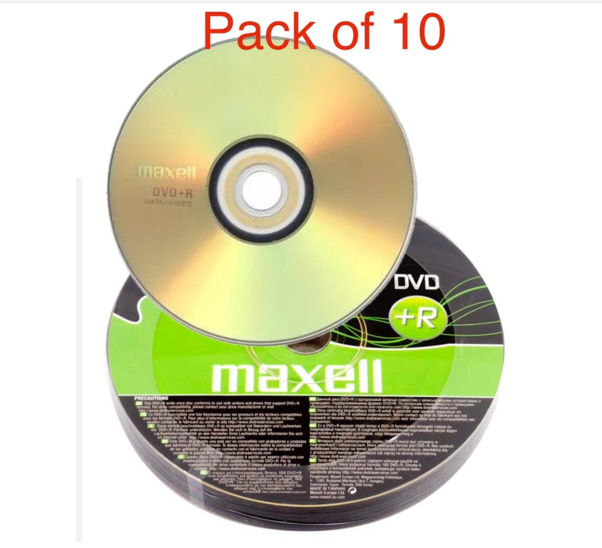 10 x MAXELL DVD+R  BLANK DISCS RECORDABLE DVD 16x 4.7GB 120 MINS PC with Sleeves