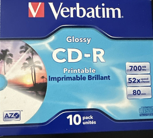 Verbatim CD-R 52x glossy printable  AZO Jewel Case 10 Pack