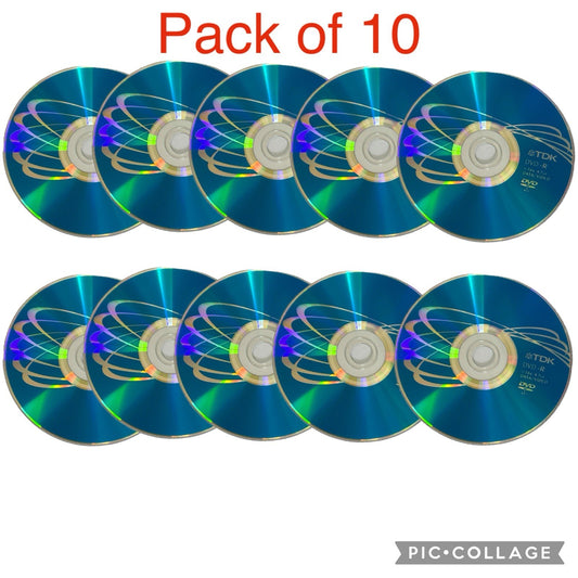 10 x TDK DVD -R 4.7GB x 16 Speed Recordable Blank Disc Media With Sleeves