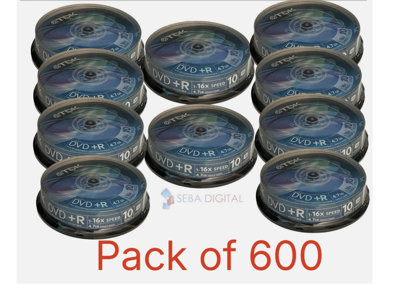 600 x TDK  DVD+R 16x Speed 120min Recordable 4.7GB Blank Discs in Spindle