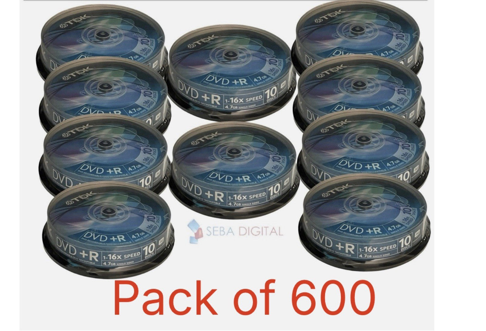 600 x TDK  DVD+R 16x Speed 120min Recordable 4.7GB Blank Discs in Spindle