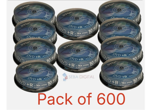 600 x TDK  DVD+R 16x Speed 120min Recordable 4.7GB Blank Discs in Spindle