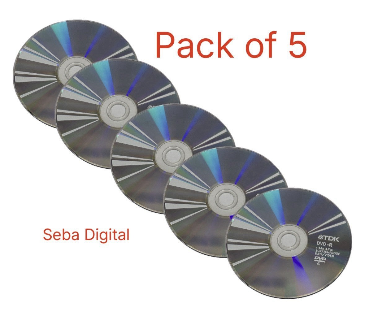 5 x TDK DVD-R 4.7GB 16x 120min Recordable Scratch Proof  DVD Discs With Sleeves