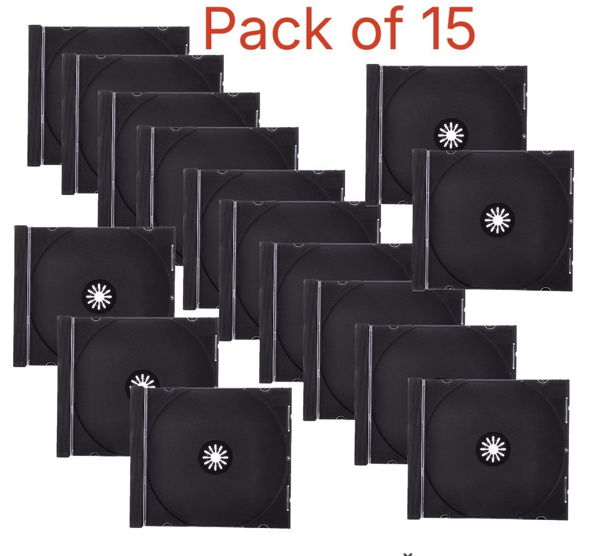 15 x Single Standard 10 mm CD Disc Jewel Case with Black Tray for 1 Disc