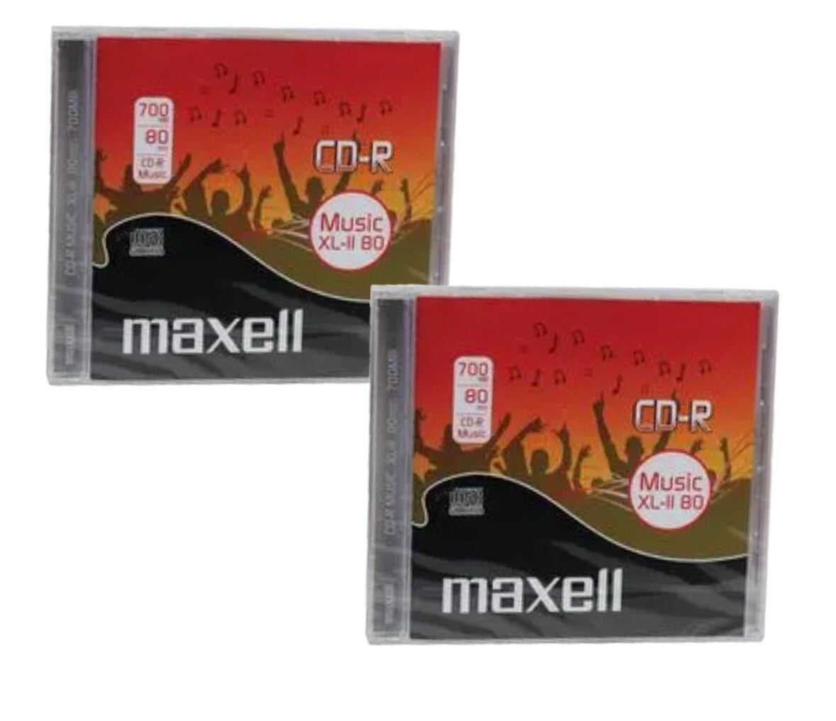 2 x Maxell CD-R 700MB Blank Audio CDR XL-II 80  Jewel Cased Audio Music CD's