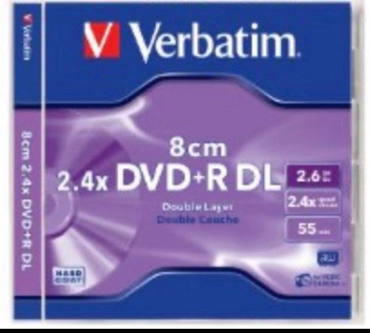Verbatim 8cm DVD+R DL Double Layer 2.6GB 55 Mins Discs for Digital Video Camera