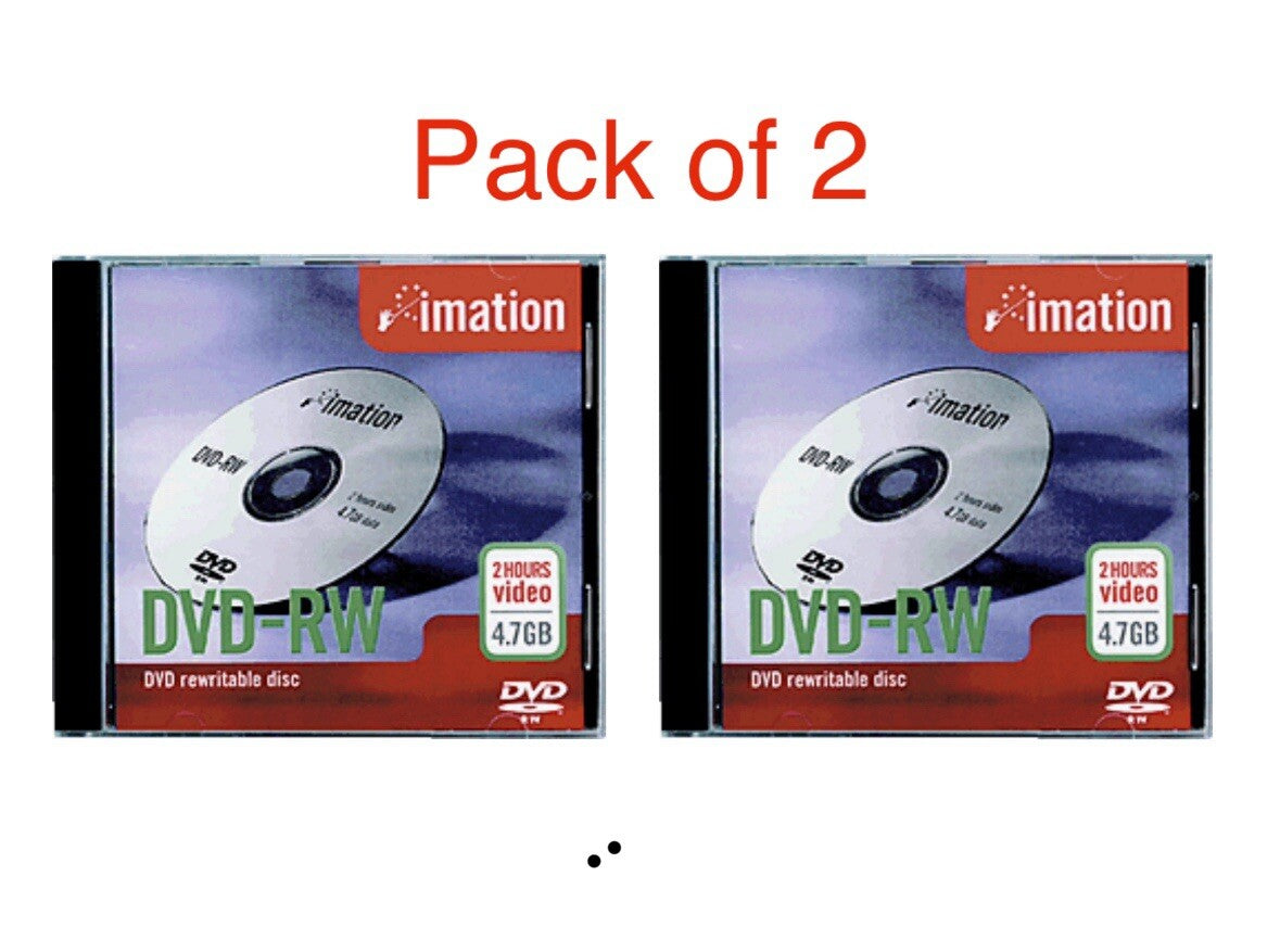 2 x Imation DVD-RW 4X  4.7GB 120Mins Blank Media - New! Sealed