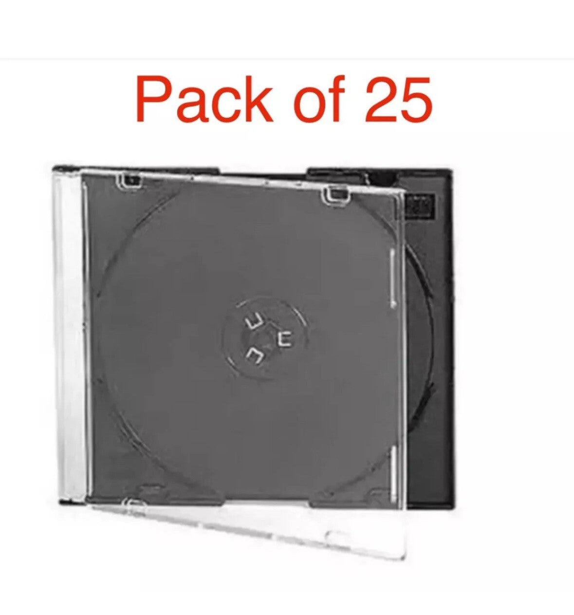 25 x Slim Jewel Cases for DVD or CD 5.2 mm Clear Plastic with Black Tray