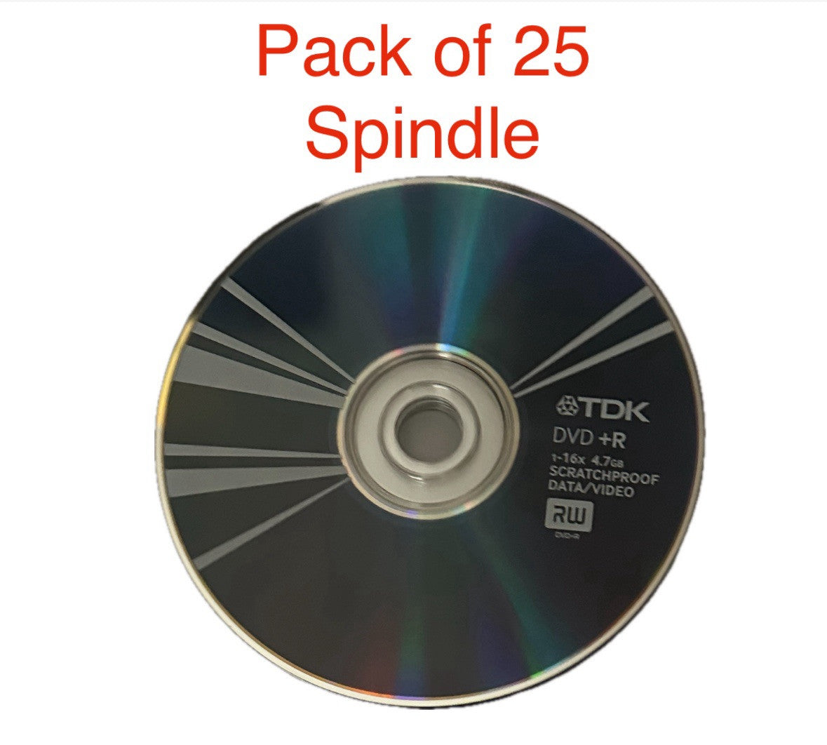 25 x TDK DVD+R Blank Dics Scratch Proof 4.7GB 16x Speed Spindle