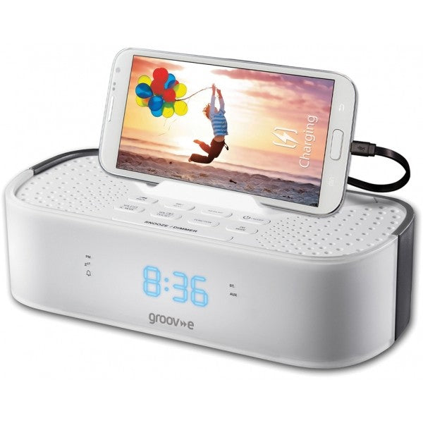 Groove GVSP406 Alarm Clock Radio Speaker - White