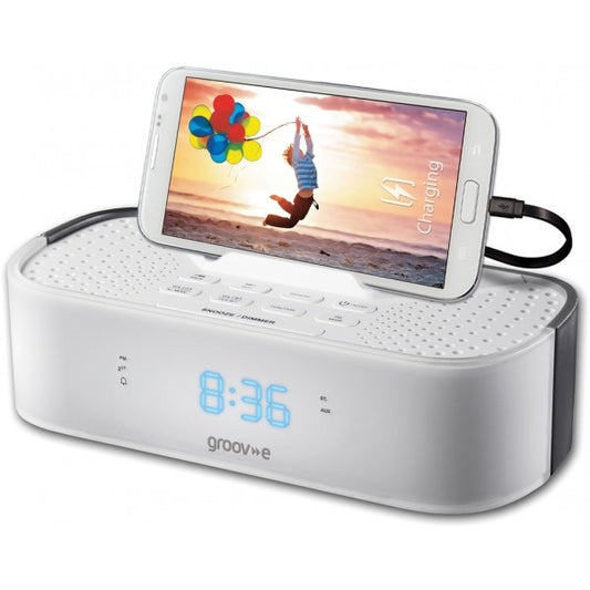 Groove GVSP406 Alarm Clock Radio Speaker - White