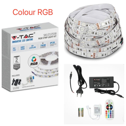 V-TAC VT-5050 60 LED Strip Light COLOUR RGB Set IP20