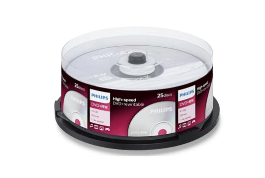Philips DVD+RW 4.7GB Disc 120Min 4x Speed Rewritable Blank Discs  25 Spindle