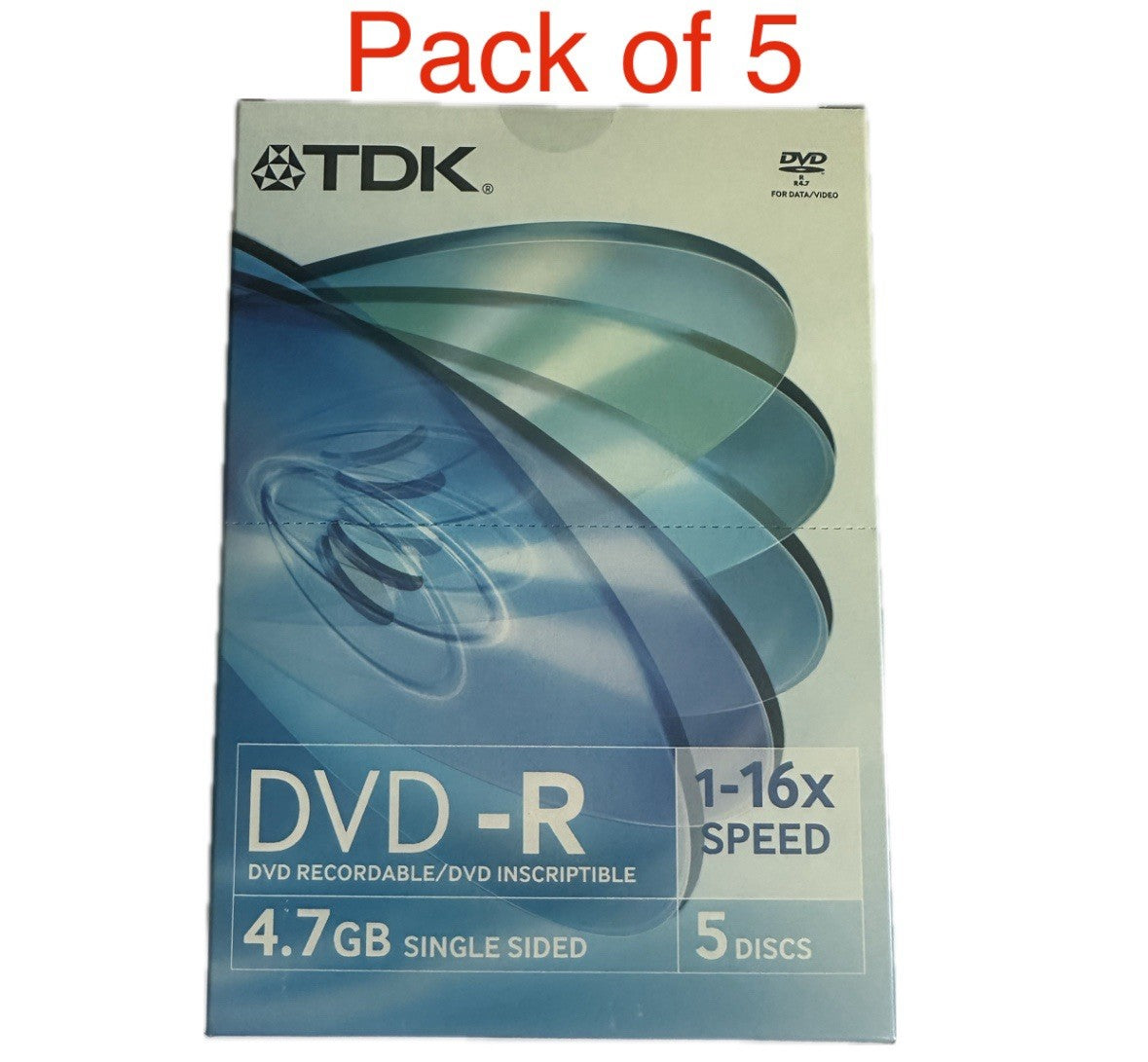 5 x TDK DVD-R Recordable DVD Disk 4.7GB x 16 Speed  In Video Case