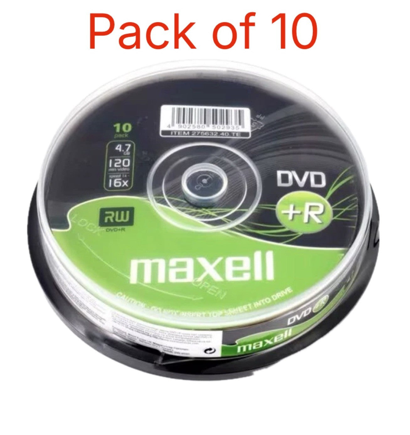 10 x Maxell DVD+R Recordable Blank  Discs 16 x Speed 4.7GB 120MINS  Spindle