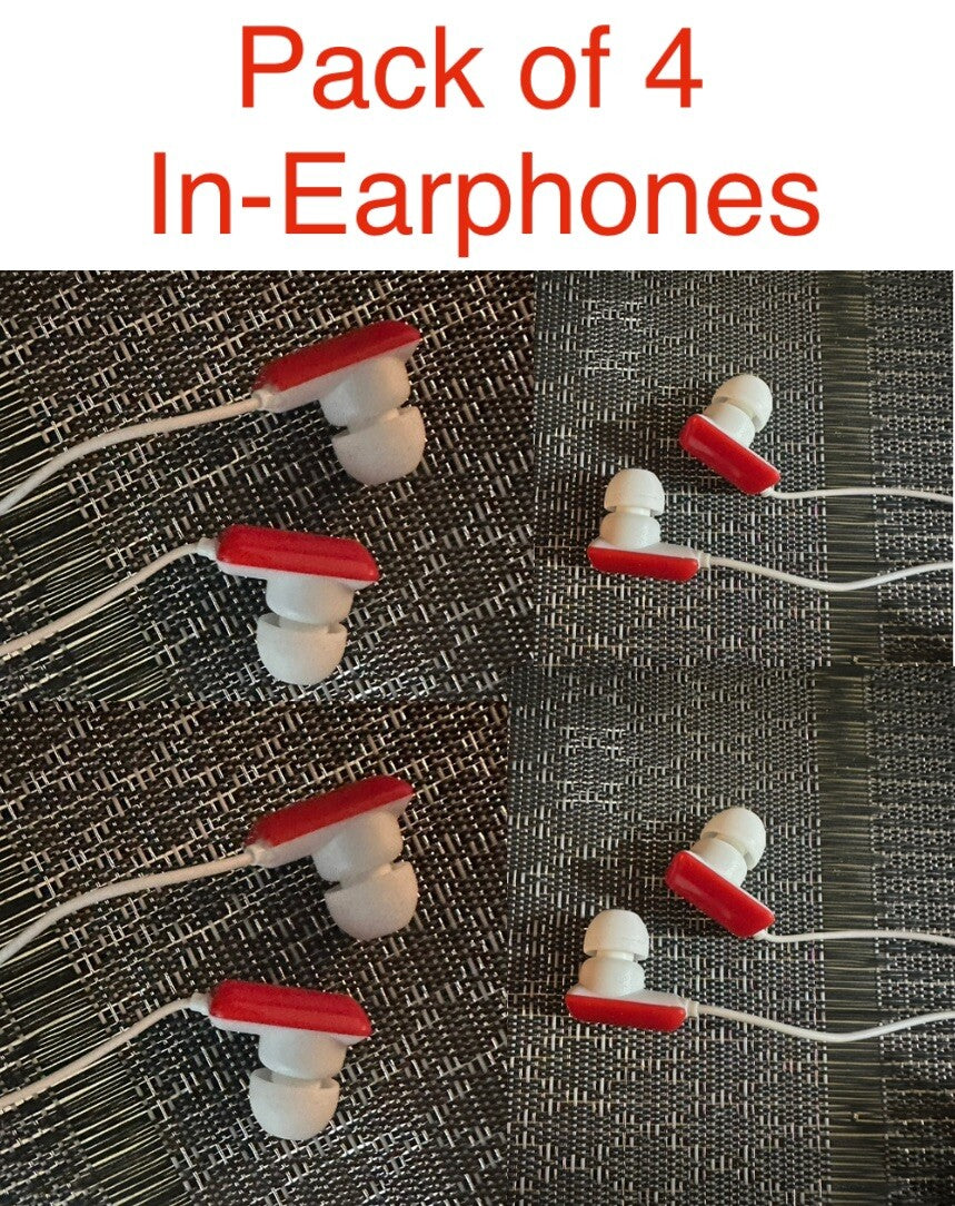 4 x AV Link 100.372 EG9 In Ear Stereo Headphone 3.5mm Gold Plated 1.2m Lead Red