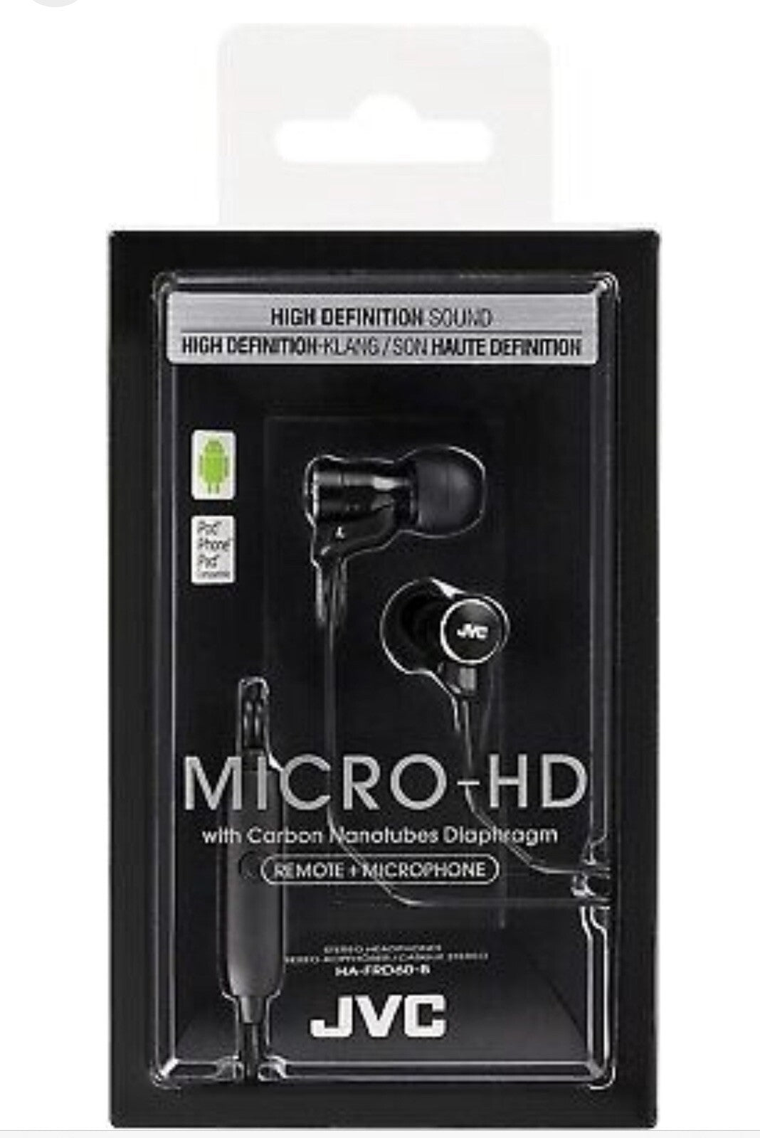 JVC HA-FRD60 BLACK InEar Stereo Headphone w/Remote&Mic Micro-HD driver — image 2