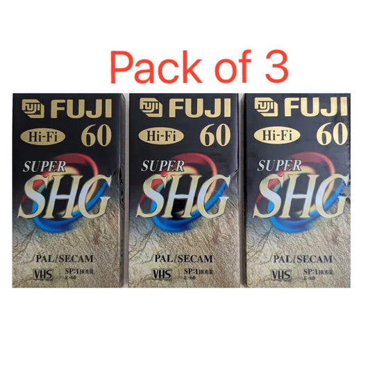 3 x Fuji Fujifilm Super High Grade SHG 60 HiFi VHS Blank Video Cassette Tapes