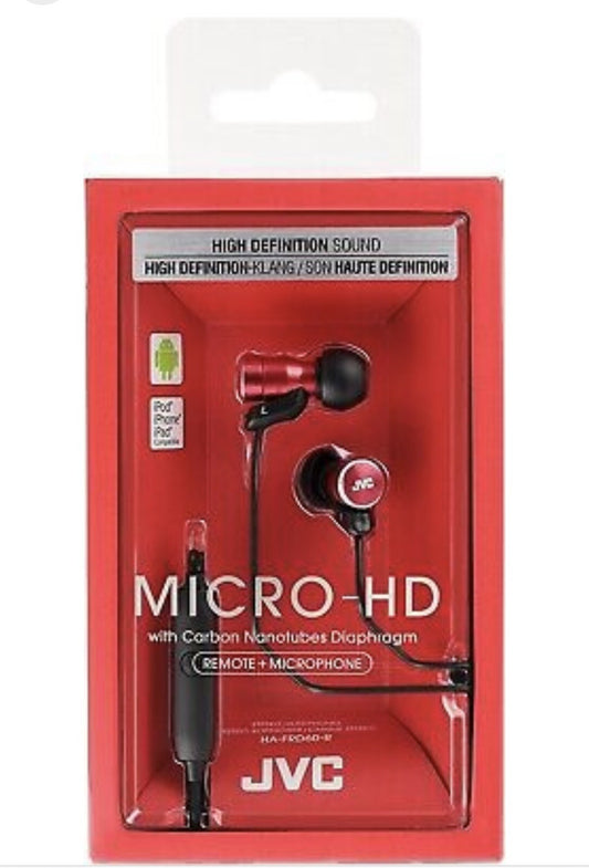 JVC HA-FRD60 RED In-Ear Stereo Headphones w/Remote&Mic Micro-HD driver/Brand New