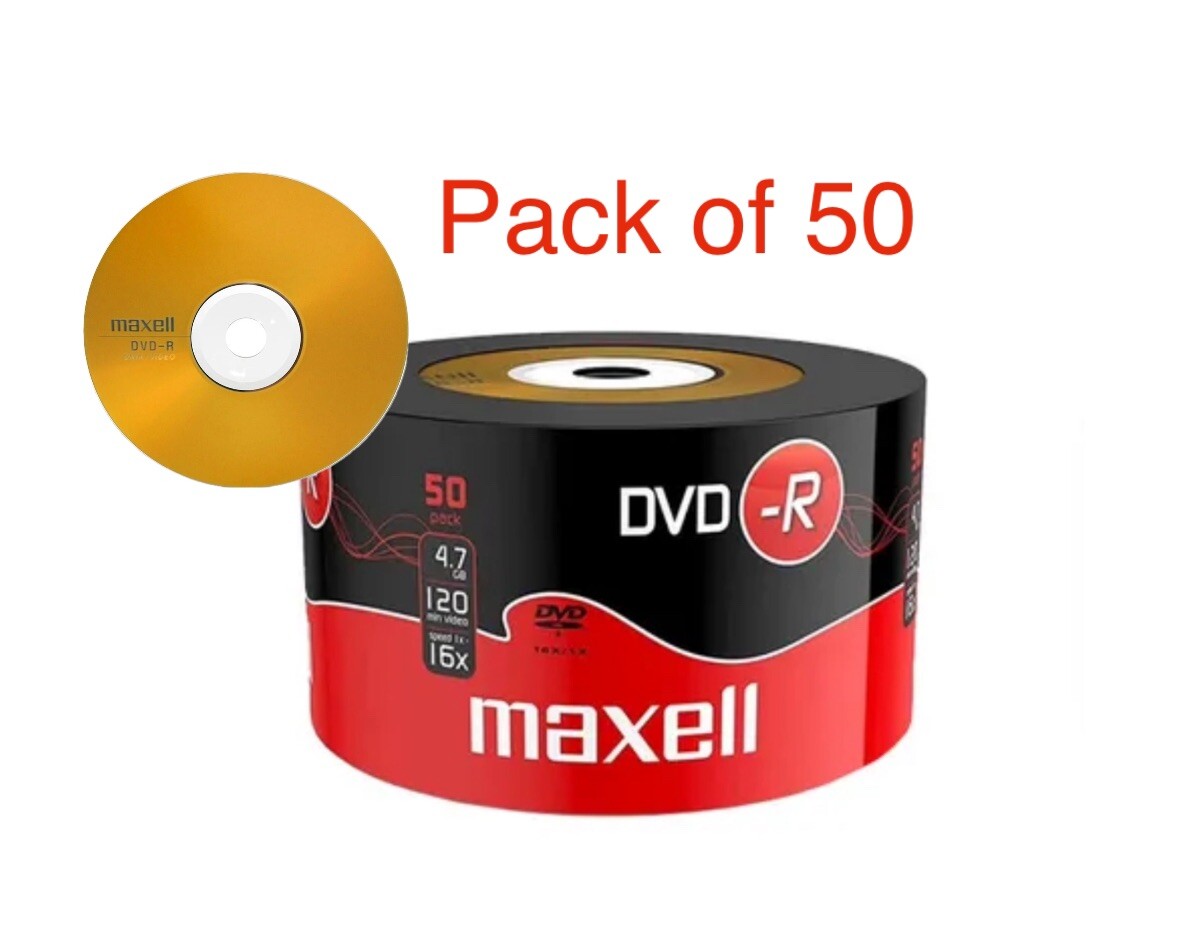 50x GENUINE MAXELL DVD-R BLANK DISCS RECORDABLE DVD 16x 4.7GB 120 MINS