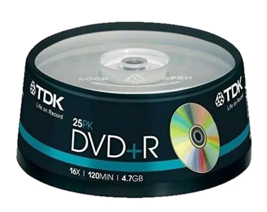 TDK DVD+R 4.7GB 16x 120Min Recordable Discs 25 Pack Spindle